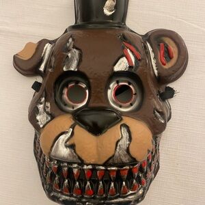 Five Nights at Freddy’s Mask Brown Bear Mask with Red and Silver Accents